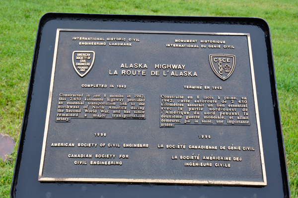 plaque about the Alaska Highway